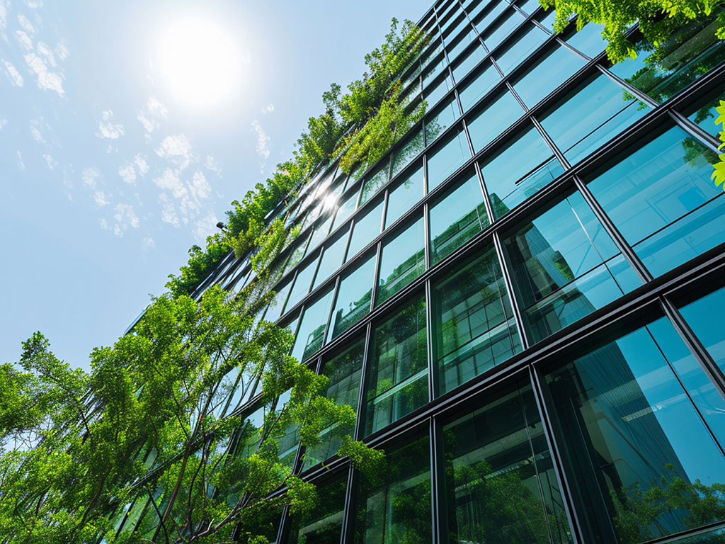 Nachhaltiges Bauen und Sanieren eines Gebäudes mit hoher Energieeffizienz.